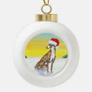 weihnachtlicher Windhund Keramik Kugel-Ornament