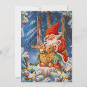 Weihnachtlicher Zwergen-Christi-Elf füttert die Ti Feiertagskarte