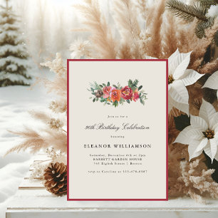 Weihnachtliches Blumendesign zum 90. Geburtstag El Einladung
