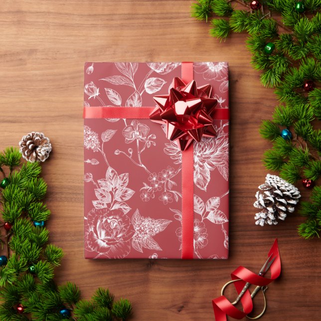 Weihnachtliches Botanisch  Geschenkpapier (Feiertagsgeschenk)