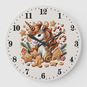 Weihnachtliches Christstollen-Einhorn Große Wanduhr