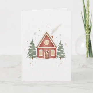 Weihnachtliches Cottage-Kartenhaus - gemütliches W Karte