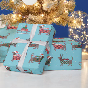 Weihnachtliches Dackelschlitten-Geschenkpapier Geschenkpapier