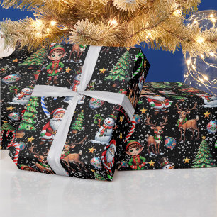 Weihnachtliches Dekorationsmuster mit schwarzem Hi Geschenkpapier