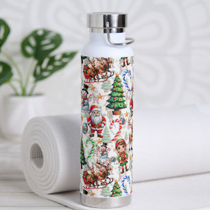 Weihnachtliches Dekorationsmuster mit weißem Hinte Trinkflasche