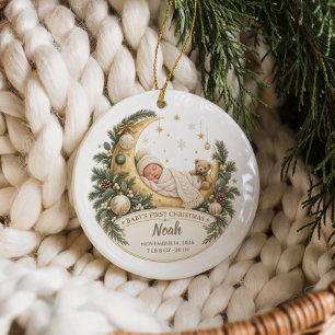 Weihnachtliches erstes Weihnachtsfest fürs Baby Keramik Ornament
