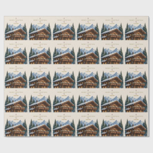 Weihnachtliches europäisches Alpen-Chalet Schneebe Geschenkpapier