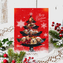 Weihnachtliches Familienfoto mit Schneebaum