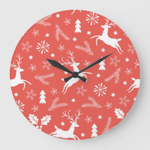 Weihnachtliches festliches nahtloses Muster Große Wanduhr