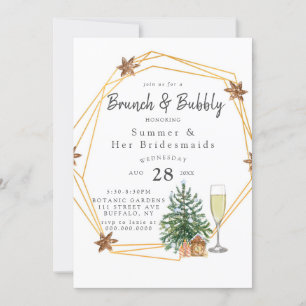Weihnachtliches Geometrisches Gold Brunch und Sekt Einladung
