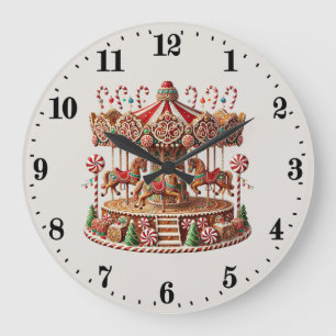 Weihnachtliches Lebkuchen Karussell Große Wanduhr