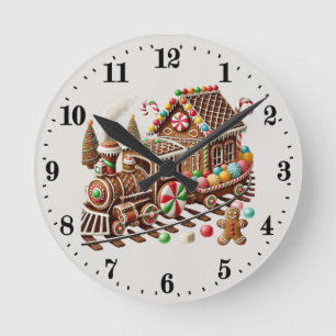 Weihnachtliches Lebkuchenzug-Rund Uhr