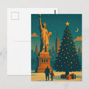 Weihnachtliches New York – Freiheitsstatue Postkarte
