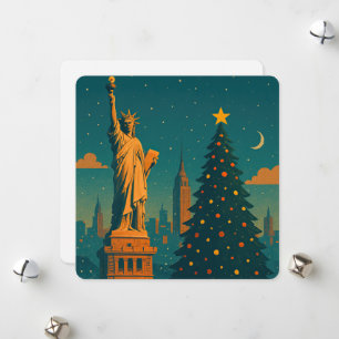 Weihnachtliches New York im Vintage-Stil – Freihei Feiertagskarte