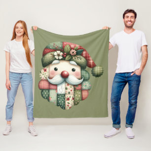 Weihnachtliches Patchwork-Santa-Volk Fleecedecke