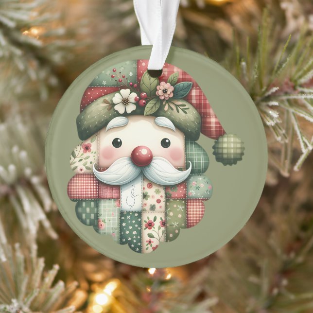 Weihnachtliches Patchwork-Santa-Volk Ornament (Baum)