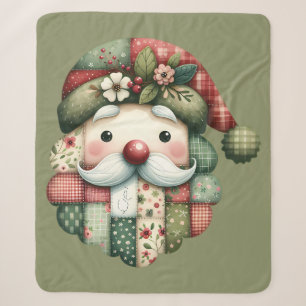 Weihnachtliches Patchwork-Santa-Volk Sherpadecke
