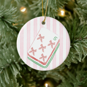 Weihnachtliches personalisiertes Mahjong-Band Keramik Ornament
