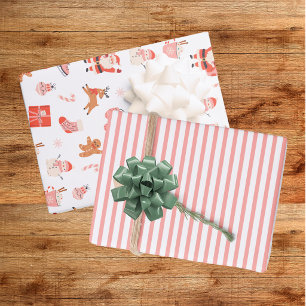 Weihnachtliches Rot Pink Weihnachten Geschenkpapier Set