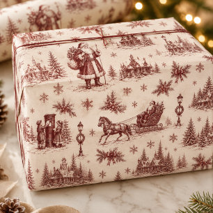 Weihnachtliches viktorianisches Santa-Dorf Toile V Geschenkpapier