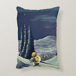 Weihnachtliches Vintage-Christusbild, Schneeengel Dekokissen