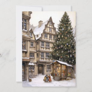 Weihnachtliches Vintage-Dorf Feiertagskarte