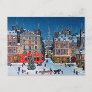 Weihnachtliches Vintage-Dorf Feiertagspostkarte