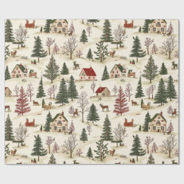 Weihnachtliches Vintage-Dorf Geschenkpapier