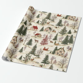 Weihnachtliches Vintage-Dorf  Geschenkpapier
