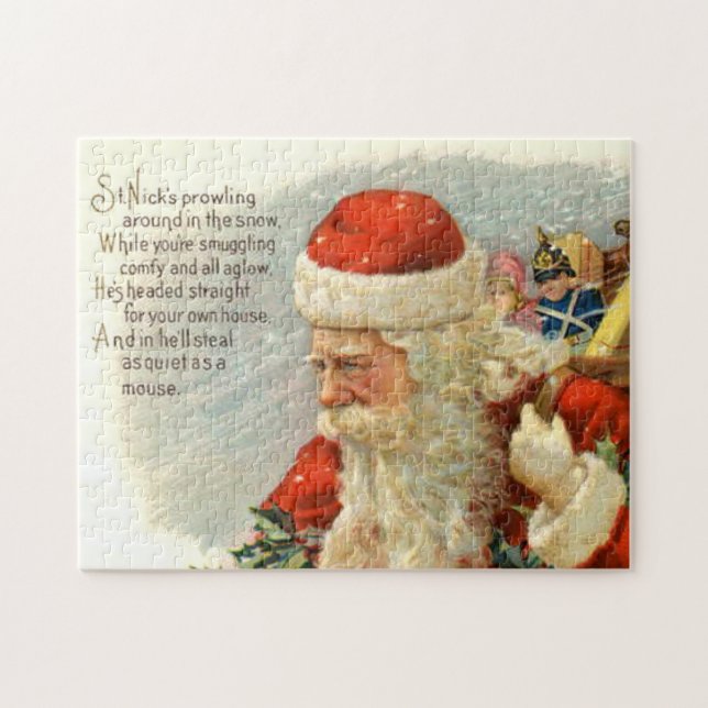 weihnachtliches Vintage-Santa-Gedicht Puzzle (Horizontal)