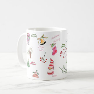 Weihnachtliches Wasserfarben-Festtagsmuster Kaffeetasse