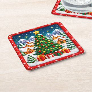 Weihnachtliches Winter-Wunderland Rechteckiger Pappuntersetzer