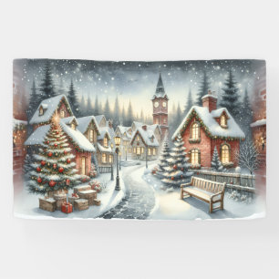 Weihnachtliches Winterdorf Hintergrund Spaziergang Banner