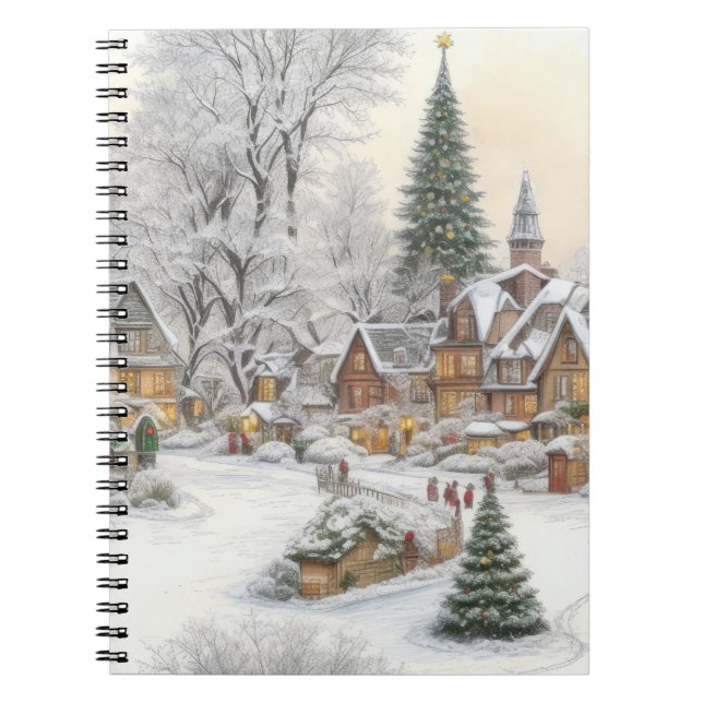 Weihnachtliches Winterdorf Notizblock (Vorderseite)