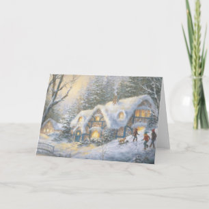 Weihnachtliches Winterhäuschen Feiertagskarte
