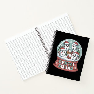 Weihnachtliches Zahnarzt-Team Schneekugel Cute Wei Notizbuch