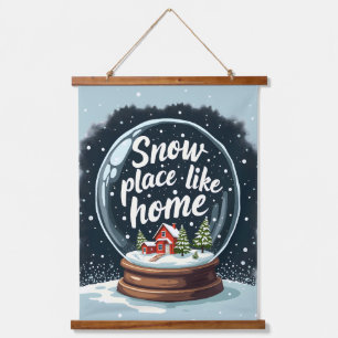 Weihnachtliches Zitat 'Snow Place Like Home' Wandteppich Mit Holzrahmen