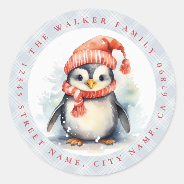 Weihnachtpenguin Round Stickers (Vorderseite)