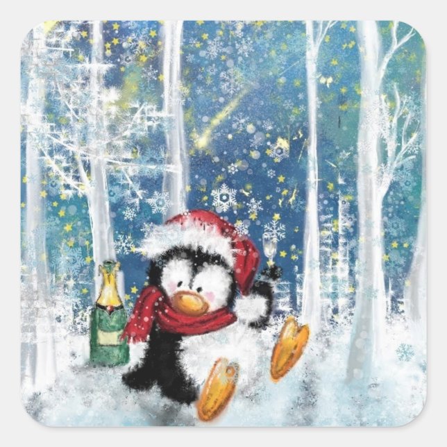 Weihnachtpenguin Stickers (Vorderseite)