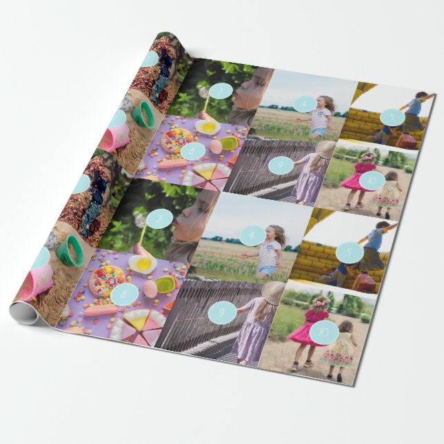 Weihnachts 10 Fotos Collage Geschenkpapier (Ungerollt)