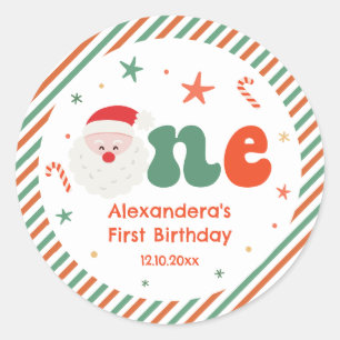 Weihnachts 1. Geburtstag Party Runder Aufkleber