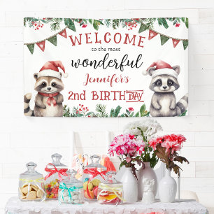 Weihnachts-2. Geburtstag Wald-Winter-Party Banner