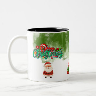 Weihnachts-2-Ton-Tasse mit Santa – Frohe Weihnacht Zweifarbige Tasse