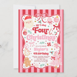 Weihnachts-4.-Geburtstagsfeier Coquette-Schleife G Einladung