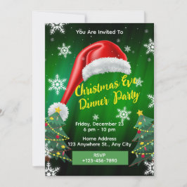 Weihnachts Abendessen Einladung Editable Card