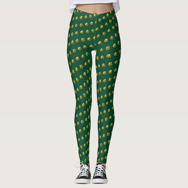 Weihnachts-Abendessen Green Brussels Sprouts Muste Leggings (Vorderseite)