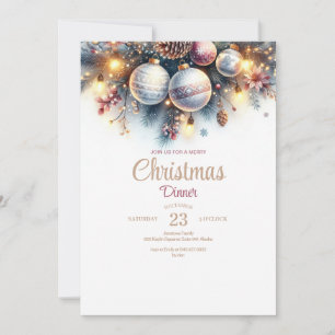 Weihnachts-Abendessen mit Aquarellfarbe Einladung