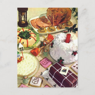 Weihnachts-Abendessen Tischchen Foto Postkarte