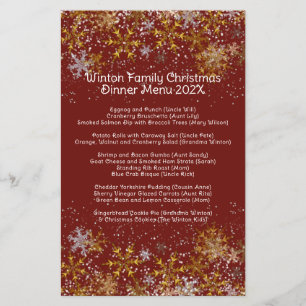 Weihnachts-Abendmenü Schneeflocken Flyer
