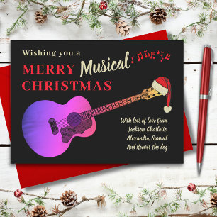 Weihnachts Acoustic Gitarre Schwarz und Rosa Feiertagskarte